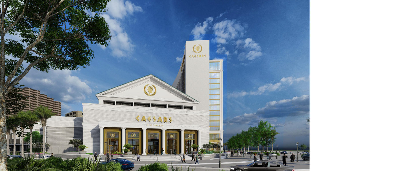 Rendering of the new Caesars New Orleans, scheduled to open in September.
