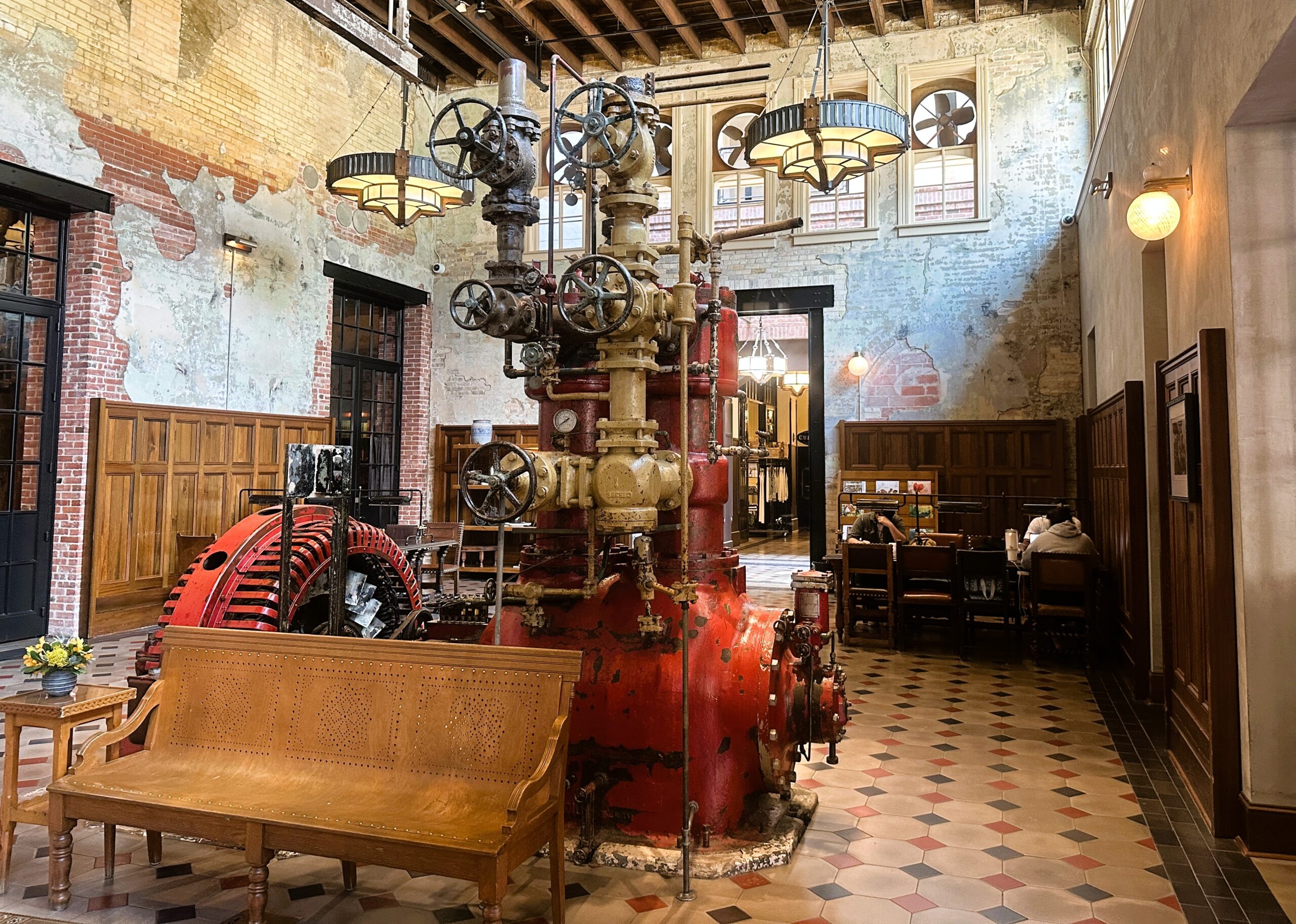 Machinery from the Pearl Brewery is incorporated into the design of Hotel Emma