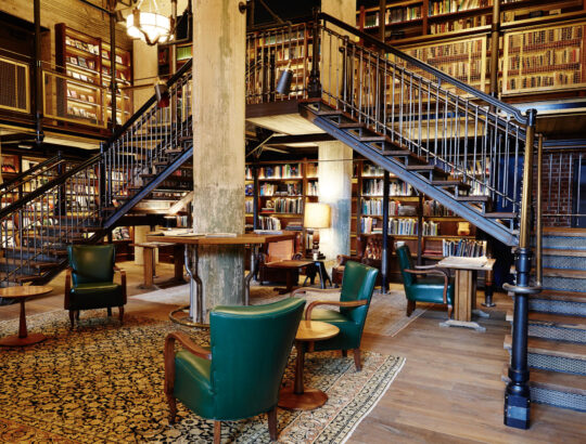 The library at Hotel Emma. Photo courtesy of Hotel Emma
